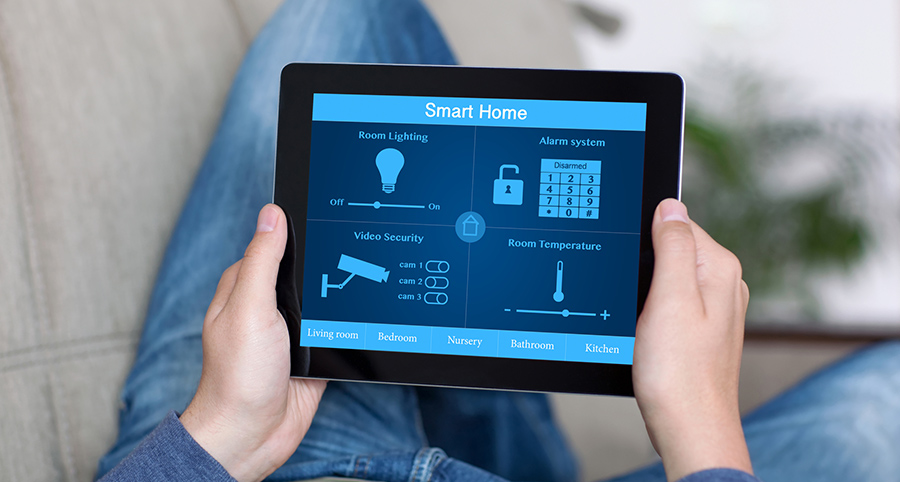 The ability to access and control security components from a mobile device is one of the top smart home trends in Houston. Close-up of smart home security app.